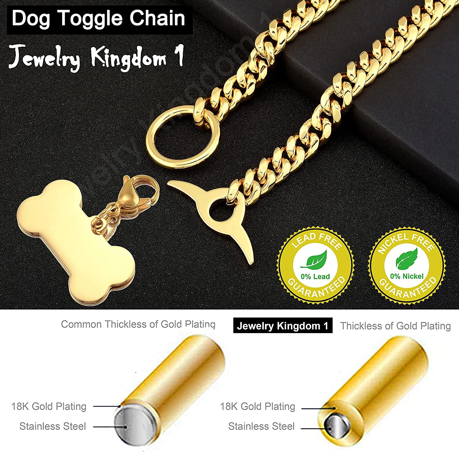 Dog Chain Collar 18K Cuban Link Chain 10MM 