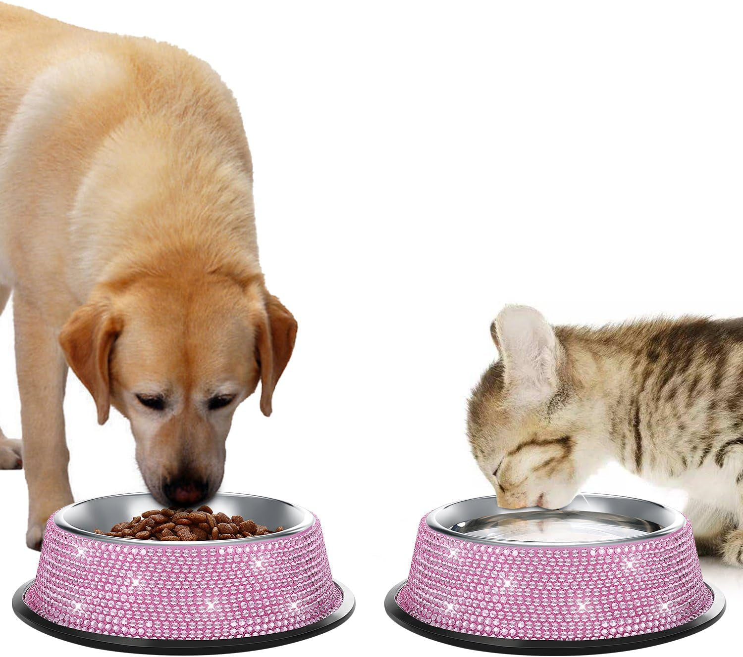 Bling Dog Bowls Pink-Set of 2