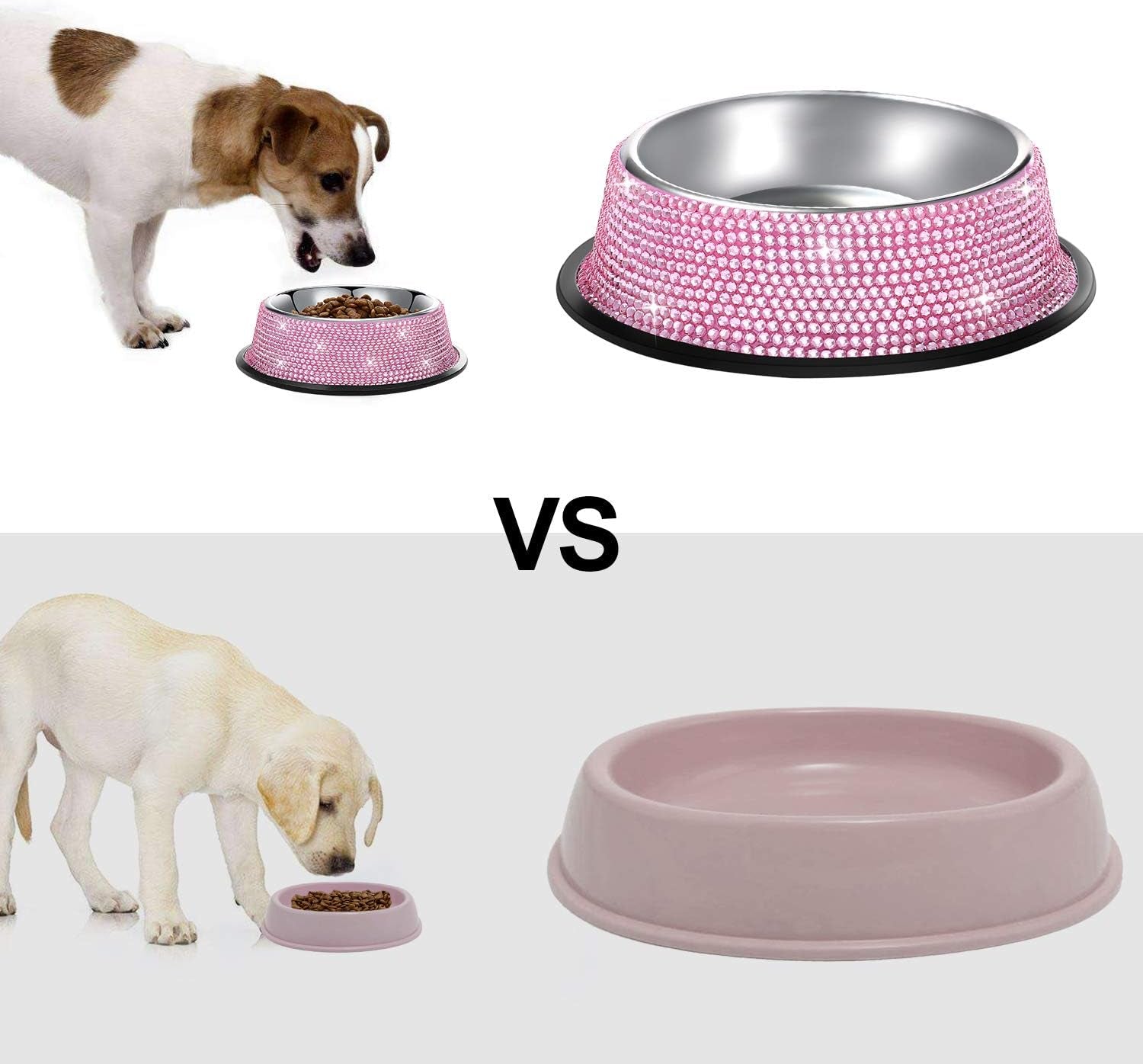 Bling Dog Bowls Pink-Set of 2