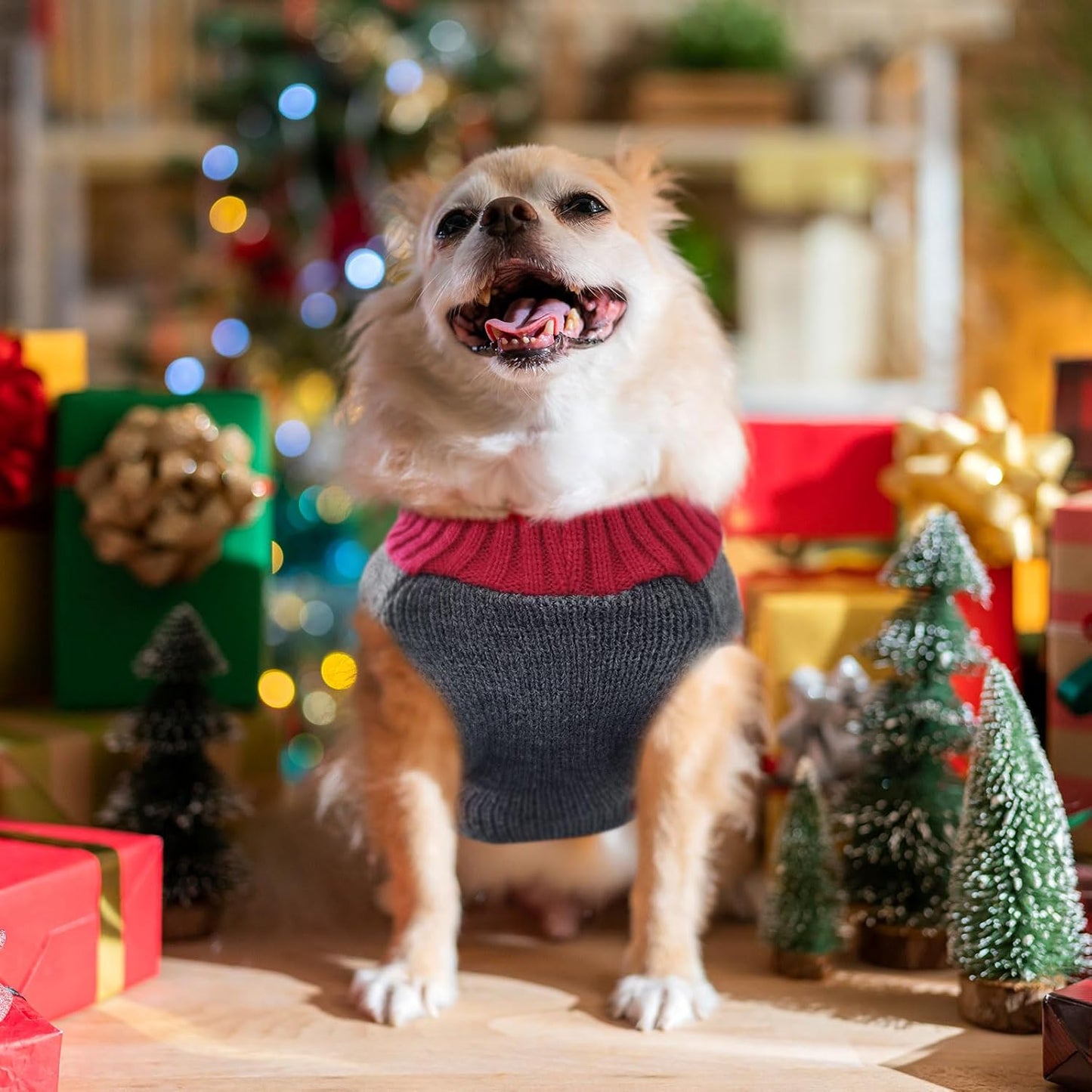 Cute Gray Reindeer Dog Christmas Sweater - Perfect Holiday Costume for Small to Large Dogs & Cats!