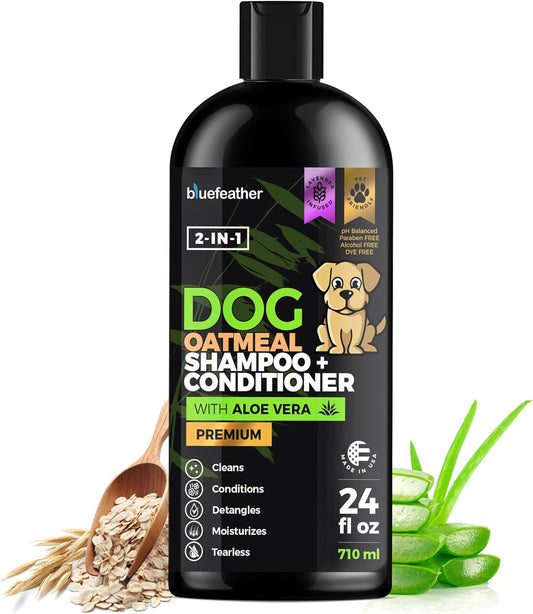 Lavender Oatmeal 2 in 1 Dog Shampoo and Conditioner for Dry Itchy Sensitive Skin 24 Fl oz