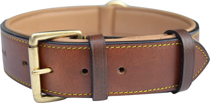 Brown XL Leather Padded Dog Collar