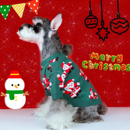 Festive Santa Claus Green Pet Sweater