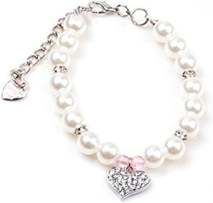 Designer Fancy Pinky Crystal Heart Pet Necklace