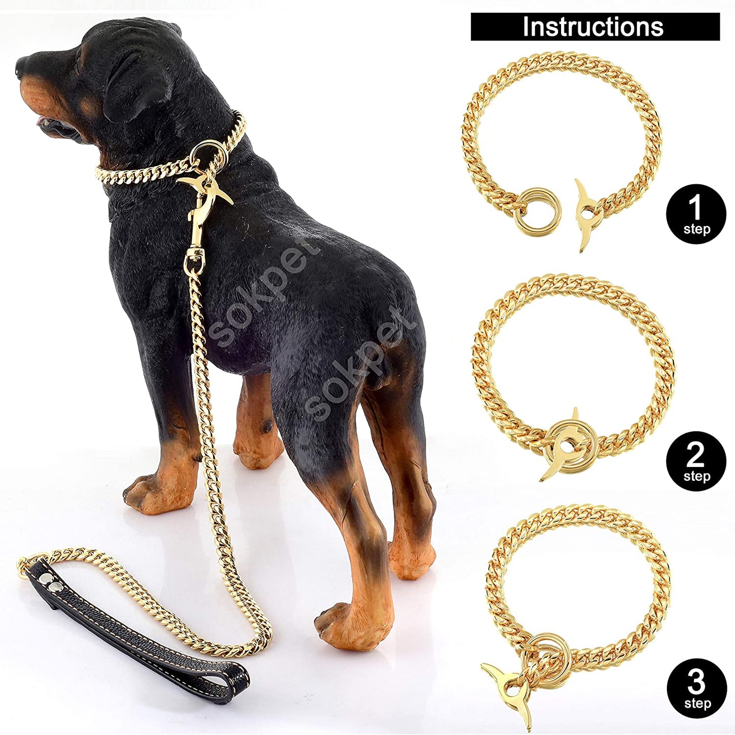 Dog Chain Collar 18K Cuban Link Chain 10MM 