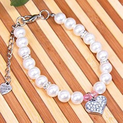 Designer Fancy Pinky Crystal Heart Pet Necklace