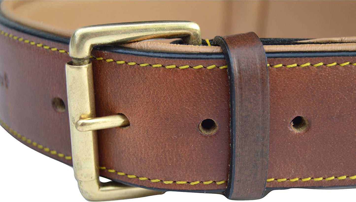 Brown XL Leather Padded Dog Collar