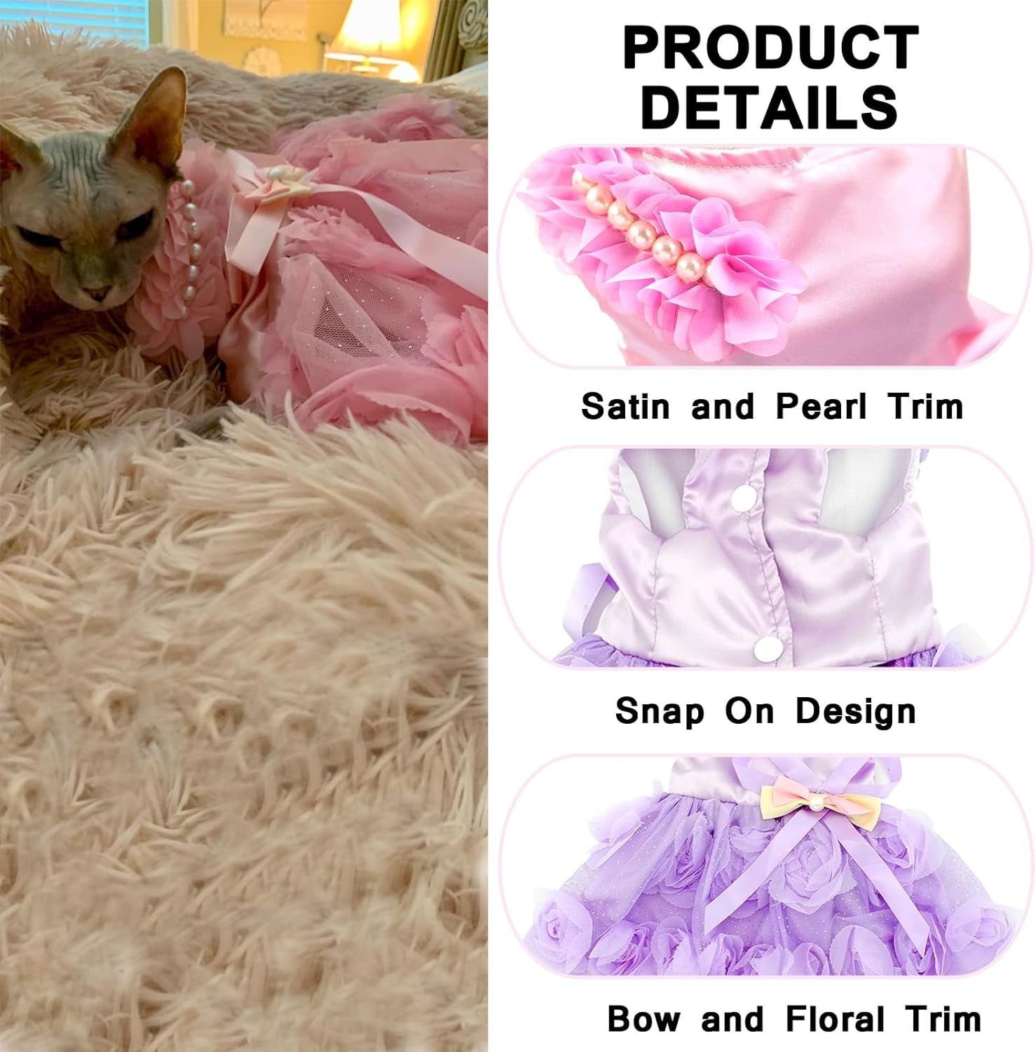 Pet Small Dog Wedding Dress with Bowknot