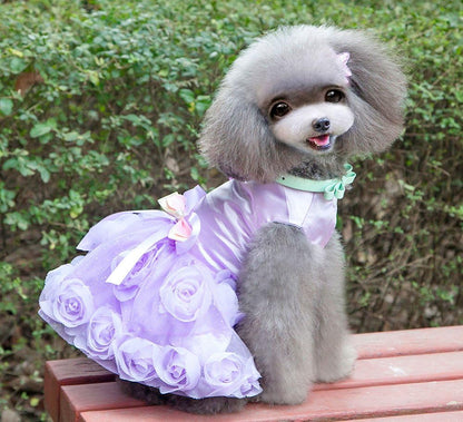 Pet Small Dog Wedding Dress with Bowknot