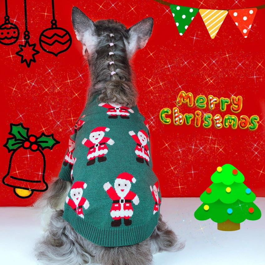 Festive Santa Claus Green Pet Sweater