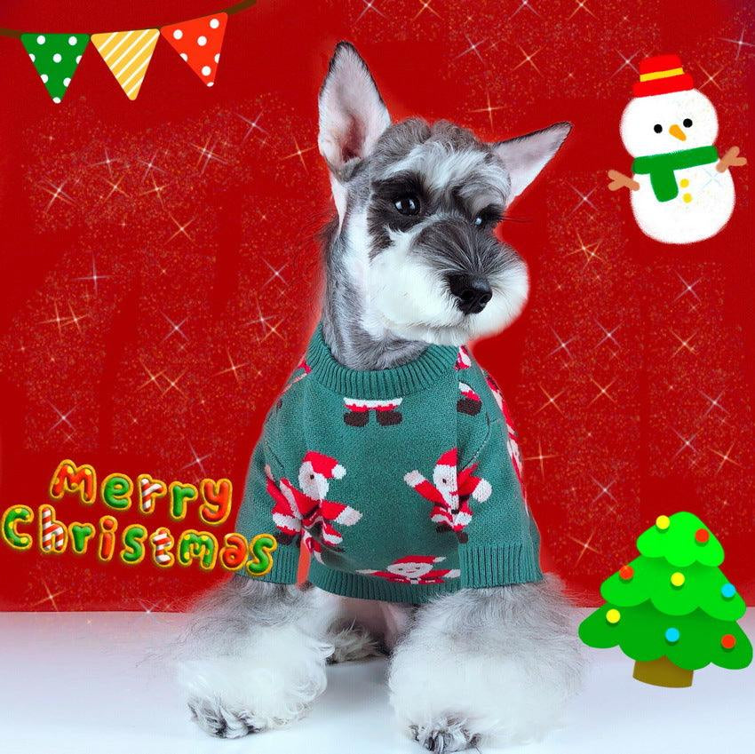 Festive Santa Claus Green Pet Sweater