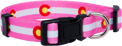 Colorado State Flag Dog Collar (Colorado Pink, Medium)