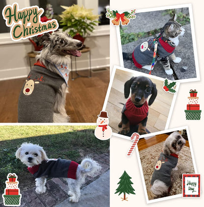 Cute Gray Reindeer Dog Christmas Sweater - Perfect Holiday Costume for Small to Large Dogs & Cats!