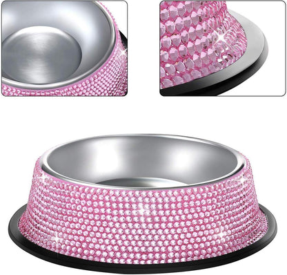 Bling Dog Bowls Pink-Set of 2