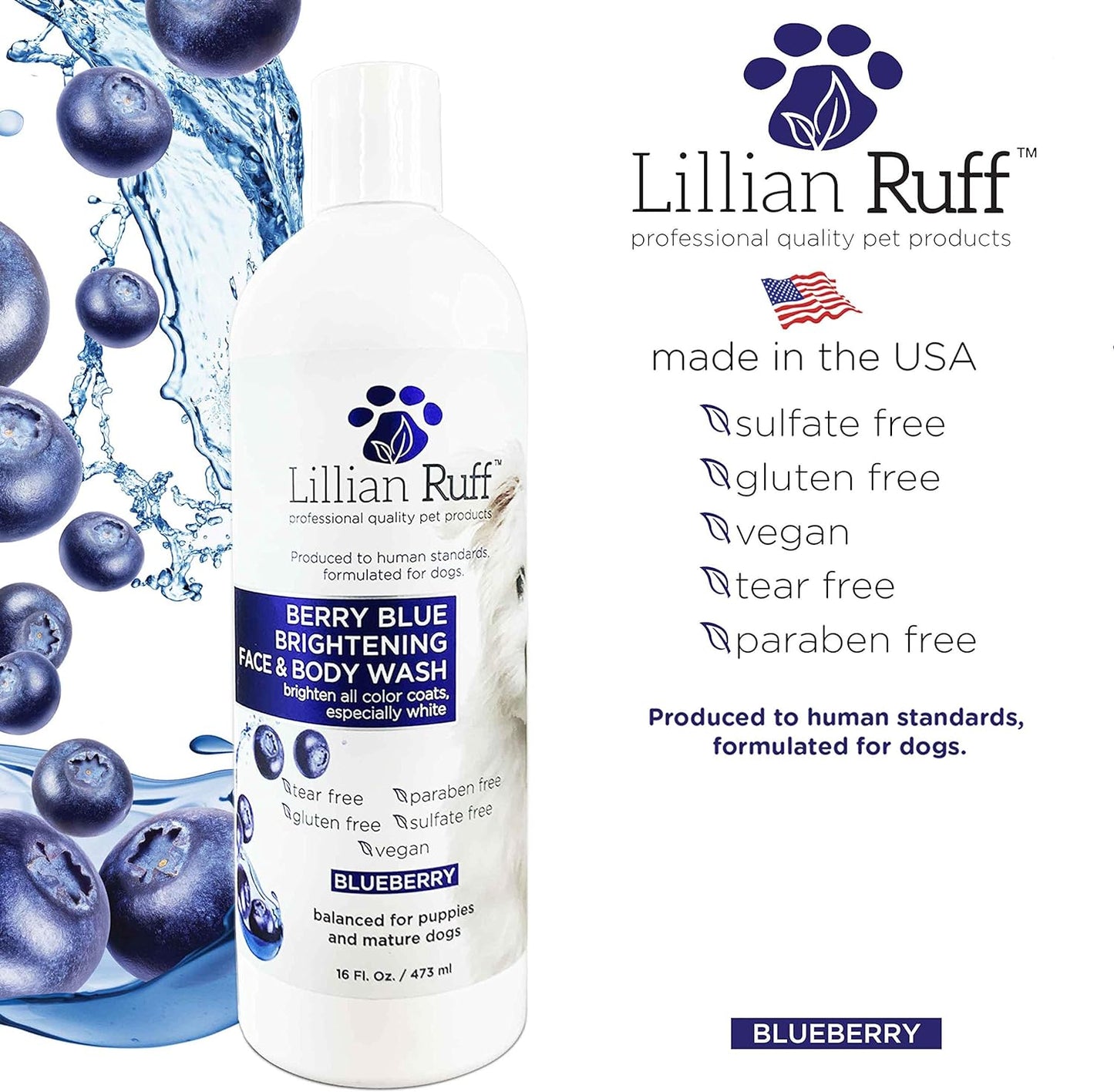 Berry Blue Brightening Face and Body Wash for Dogs 16oz