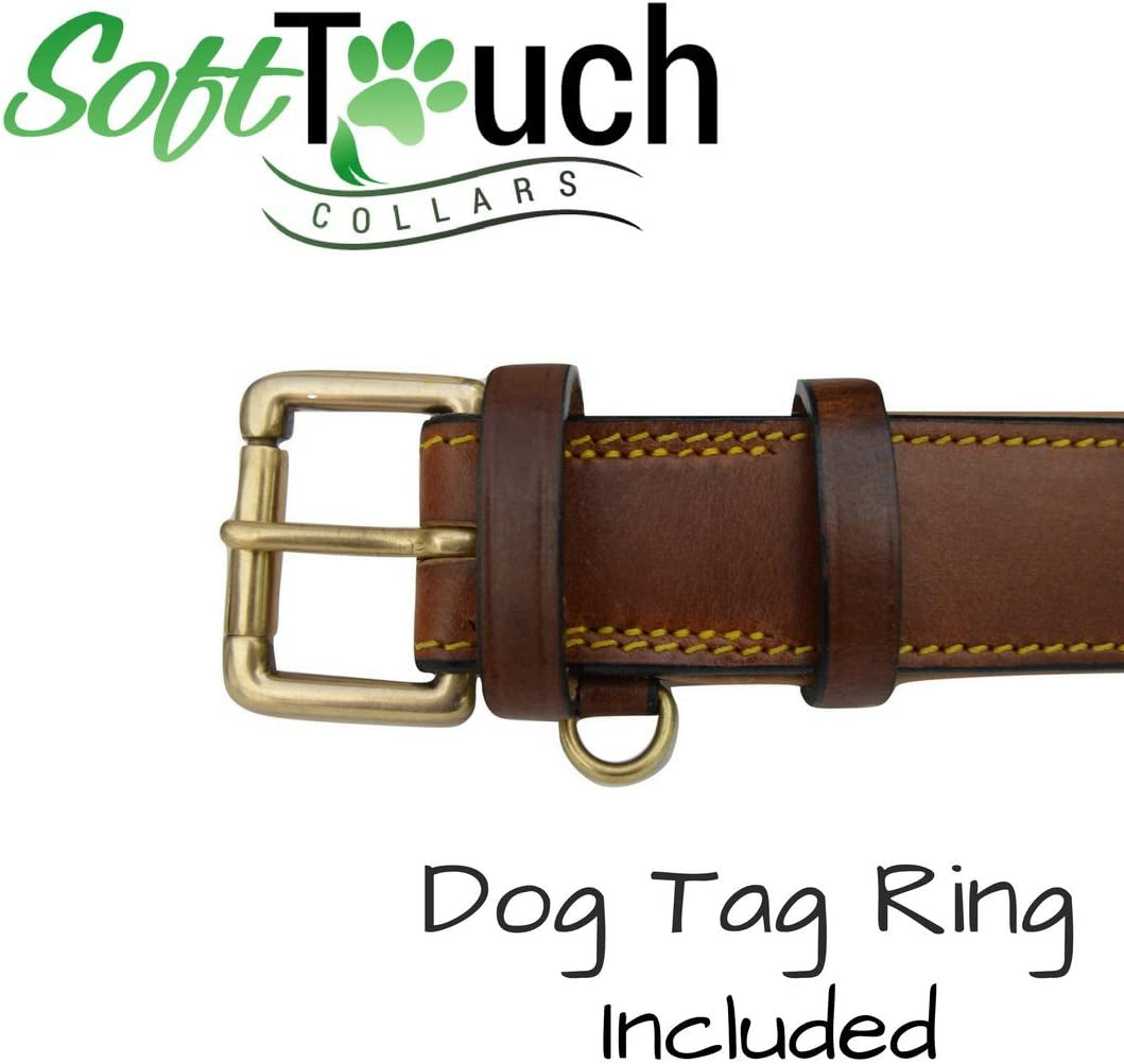 Brown XL Leather Padded Dog Collar