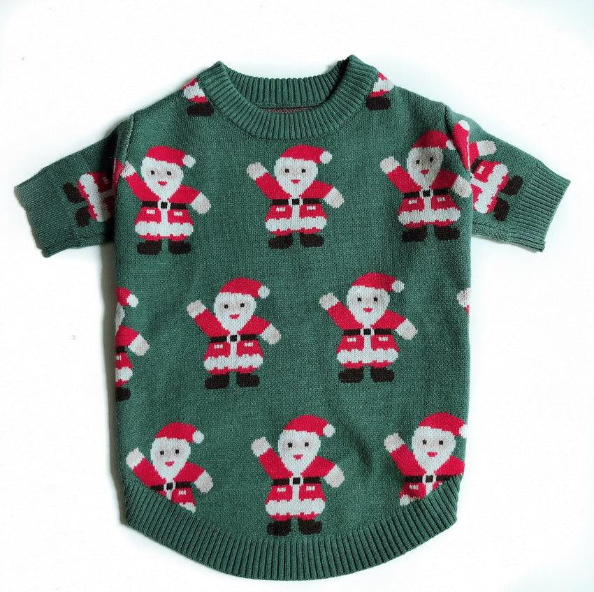 Festive Santa Claus Green Pet Sweater