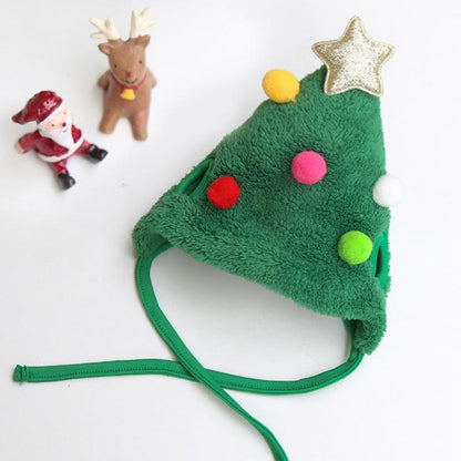 Festive Pet Christmas Hat and Saliva Towel Set 