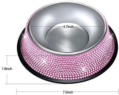 Bling Dog Bowls Pink-Set of 2